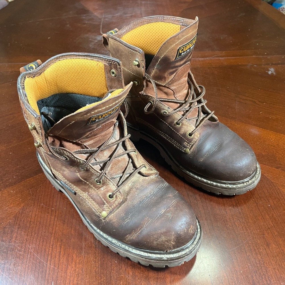 Carolina CA7028 Mens 10.5 D Brown Leather Waterproof EH Rated Work Boots Guc